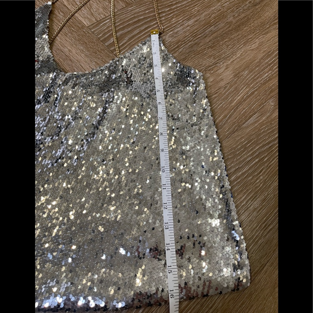 Statement Silver Sequin Cami With Gold Hardware S… - image 4